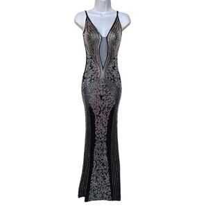Touchdolls Bejeweled Embellished Stretch Mesh Maxi Dress size S - fits like XS